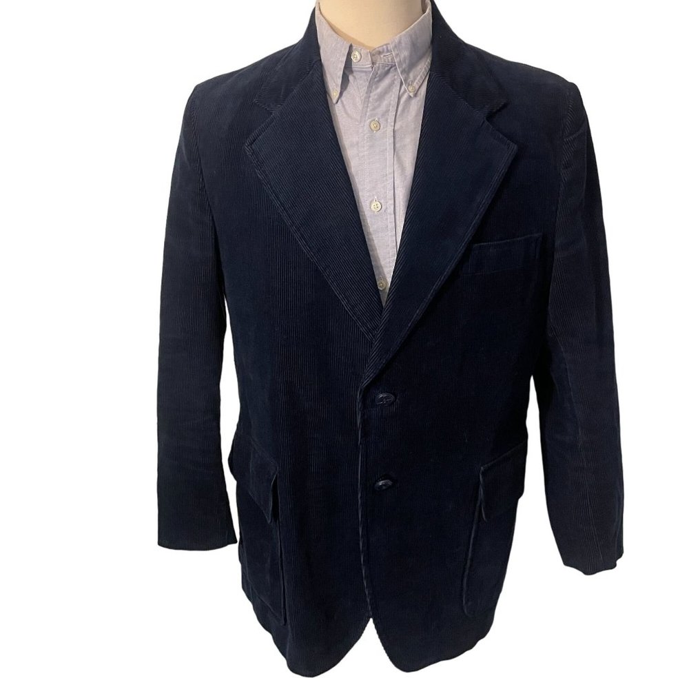 Vintage Kmart Corduroy Lined Blazer Sportcoat Men 46R Blue Japan